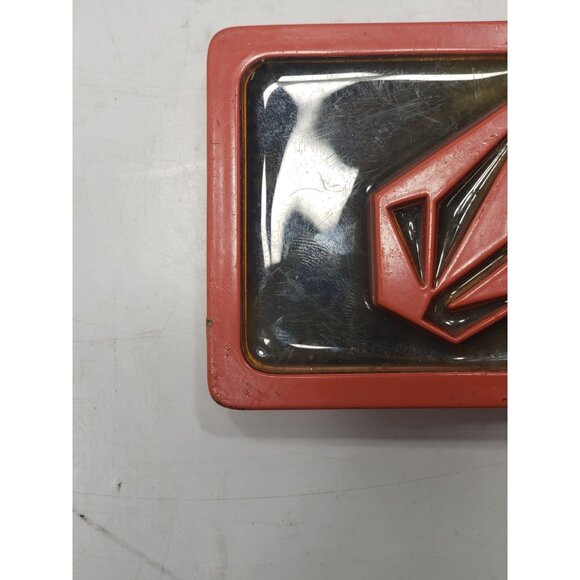 Vintage Men's Red Volcom Shred Circle Stone Enamel Filled Logo Belt Buckle - Picture 2 of 6